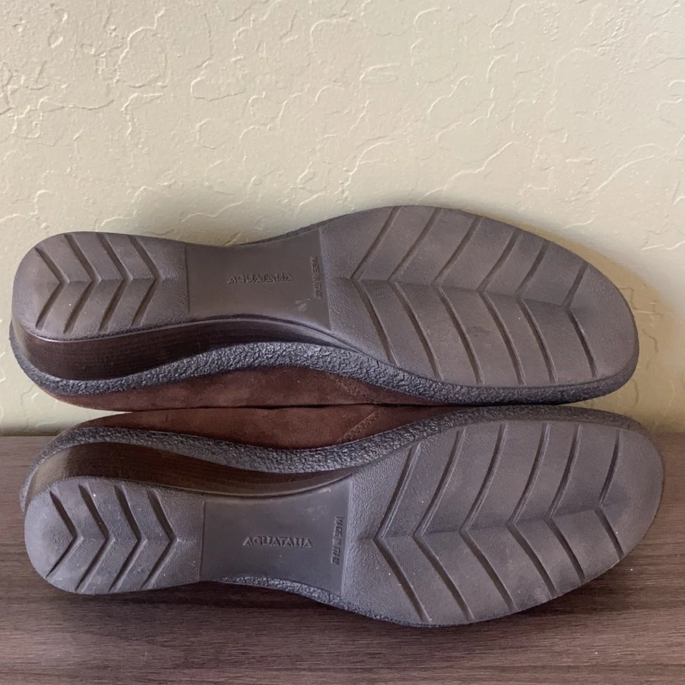 Aquatalia Brown‎ Italian Suede Leather Loafer Size 10